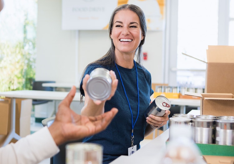 Woman Passing a product