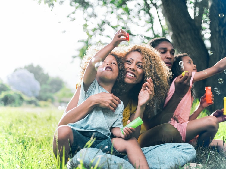 Family having a picnic at the park