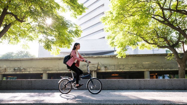 A woman cycling