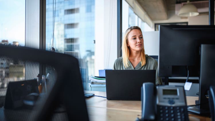 A Woman at computer