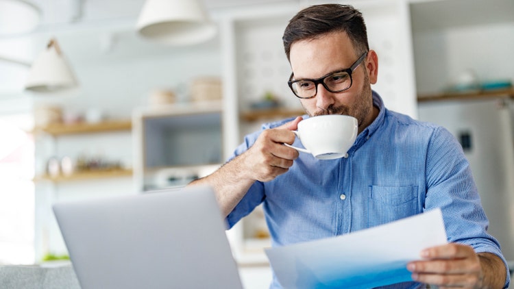 man drinking coffee